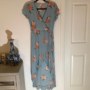 Light blue and floral high-low dress